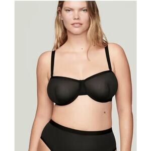 CUUP The Balconette Black Sheer Underwire Bra New Size 38G Womens